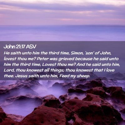 Picture 02 - John 21:17 ASV - He saith unto him the third time, Simon, `son' of - Bible Verse Picture