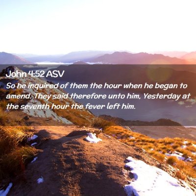 Picture 02 - John 4:52 ASV - So he inquired of them the hour when he began to - Bible Verse Picture