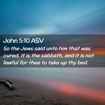 Picture 02 - John 5:10 ASV - So the Jews said unto him that was cured, It is - Bible Verse Picture