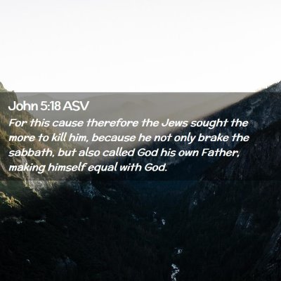 Picture 02 - John 5:18 ASV - For this cause therefore the Jews sought the more - Bible Verse Picture