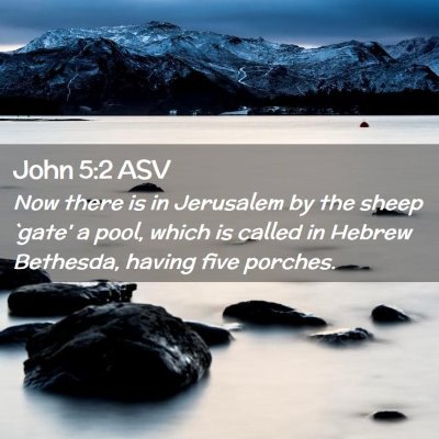 Picture 02 - John 5:2 ASV - Now there is in Jerusalem by the sheep `gate' a - Bible Verse Picture