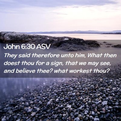 Picture 02 - John 6:30 ASV - They said therefore unto him, What then doest - Bible Verse Picture