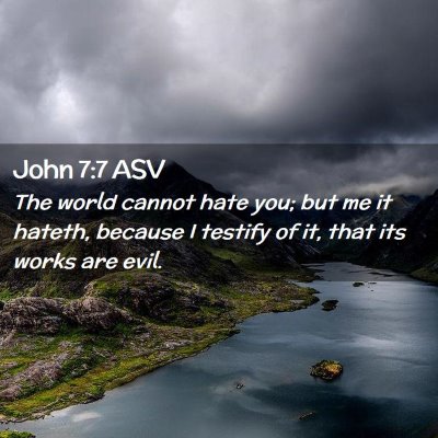 Picture 02 - John 7:7 ASV - The world cannot hate you; but me it hateth, - Bible Verse Picture