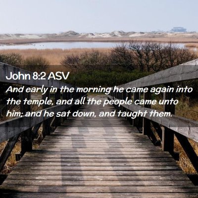 Picture 02 - John 8:2 ASV - And early in the morning he came again into the - Bible Verse Picture