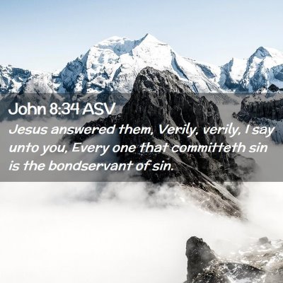 Picture 02 - John 8:34 ASV - Jesus answered them, Verily, verily, I say unto - Bible Verse Picture