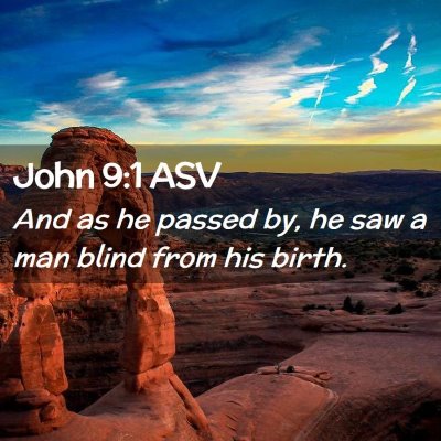 Picture 02 - John 9:1 ASV - And as he passed by, he saw a man blind from his - Bible Verse Picture