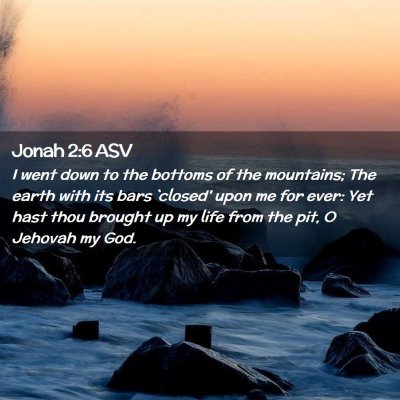 Picture 02 - Jonah 2:6 ASV - I went down to the bottoms of the mountains; The - Bible Verse Picture