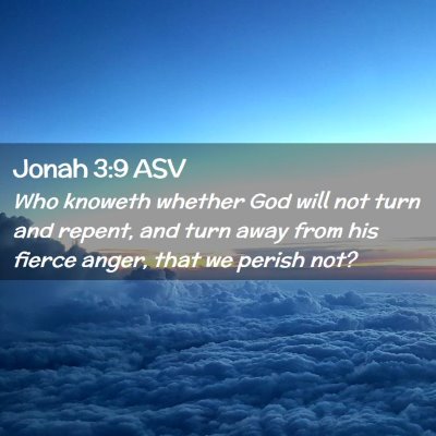 Picture 02 - Jonah 3:9 ASV - Who knoweth whether God will not turn and repent, - Bible Verse Picture