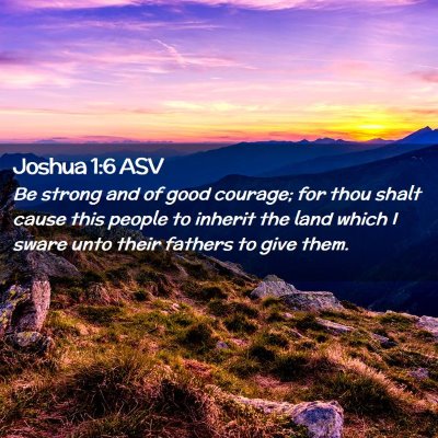 Picture 02 - Joshua 1:6 ASV - Be strong and of good courage; for thou shalt - Bible Verse Picture