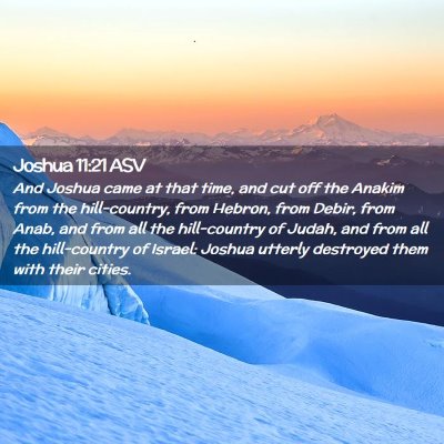 Picture 02 - Joshua 11:21 ASV - And Joshua came at that time, and cut off the - Bible Verse Picture