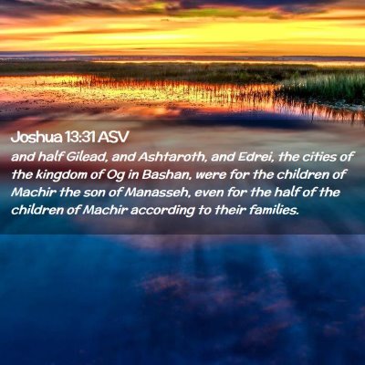 Picture 02 - Joshua 13:31 ASV - and half Gilead, and Ashtaroth, and Edrei, the - Bible Verse Picture