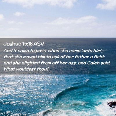 Picture 02 - Joshua 15:18 ASV - And it came to pass, when she came `unto him', - Bible Verse Picture