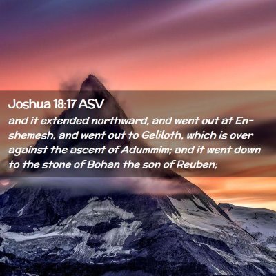 Picture 02 - Joshua 18:17 ASV - and it extended northward, and went out at - Bible Verse Picture
