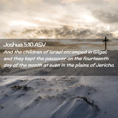 Picture 02 - Joshua 5:10 ASV - And the children of Israel encamped in Gilgal; - Bible Verse Picture