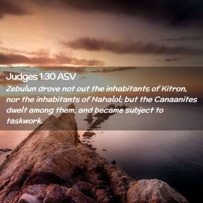 Picture 02 - Judges 1:30 ASV - Zebulun drove not out the inhabitants of Kitron, - Bible Verse Picture