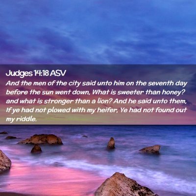 Picture 02 - Judges 14:18 ASV - And the men of the city said unto him on the - Bible Verse Picture