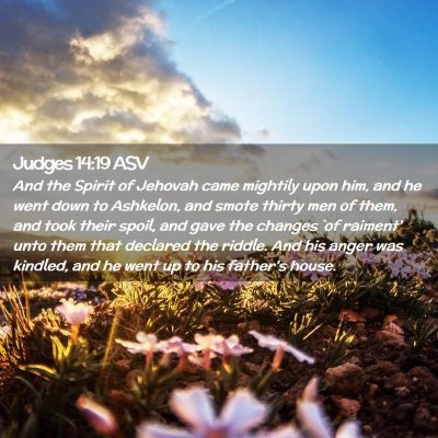Picture 02 - Judges 14:19 ASV - And the Spirit of Jehovah came mightily upon him, - Bible Verse Picture