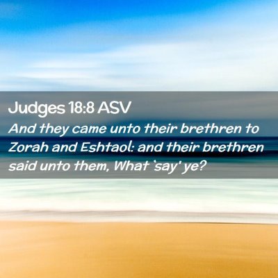 Picture 02 - Judges 18:8 ASV - And they came unto their brethren to Zorah and - Bible Verse Picture