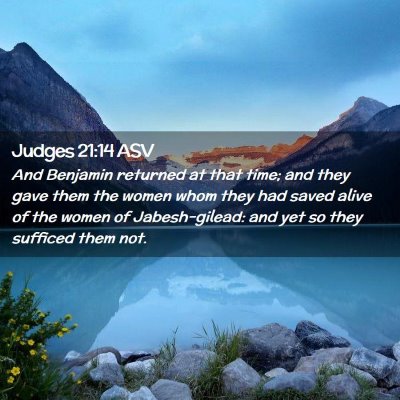 Picture 02 - Judges 21:14 ASV - And Benjamin returned at that time; and they gave - Bible Verse Picture