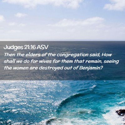Picture 02 - Judges 21:16 ASV - Then the elders of the congregation said, How - Bible Verse Picture