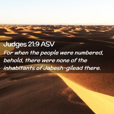 Picture 02 - Judges 21:9 ASV - For when the people were numbered, behold, there - Bible Verse Picture