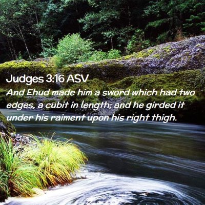 Picture 02 - Judges 3:16 ASV - And Ehud made him a sword which had two edges, a - Bible Verse Picture