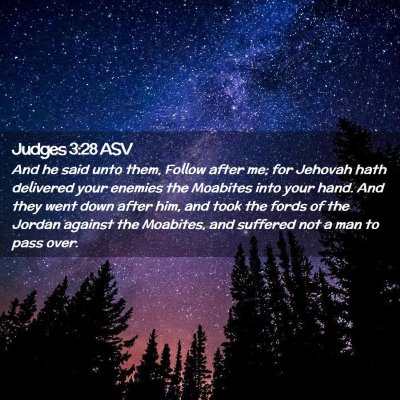 Picture 02 - Judges 3:28 ASV - And he said unto them, Follow after me; for - Bible Verse Picture