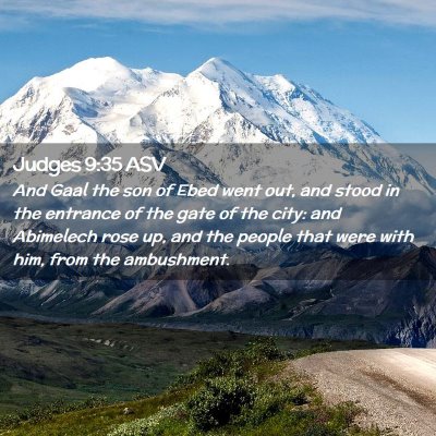 Picture 02 - Judges 9:35 ASV - And Gaal the son of Ebed went out, and stood in - Bible Verse Picture