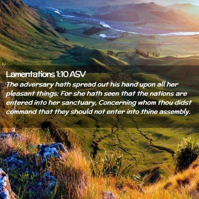 Picture 02 - Lamentations 1:10 ASV - The adversary hath spread out his hand upon all - Bible Verse Picture