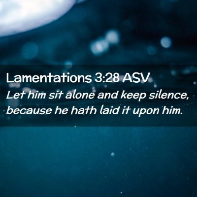 Picture 02 - Lamentations 3:28 ASV - Let him sit alone and keep silence, because he - Bible Verse Picture