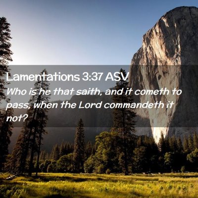 Picture 02 - Lamentations 3:37 ASV - Who is he that saith, and it cometh to pass, when - Bible Verse Picture