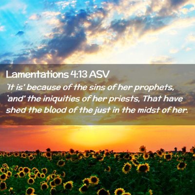 Picture 02 - Lamentations 4:13 ASV - `It is' because of the sins of her prophets, - Bible Verse Picture