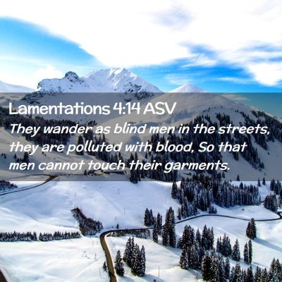 Picture 02 - Lamentations 4:14 ASV - They wander as blind men in the streets, they are - Bible Verse Picture