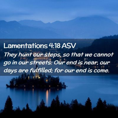 Picture 02 - Lamentations 4:18 ASV - They hunt our steps, so that we cannot go in our - Bible Verse Picture