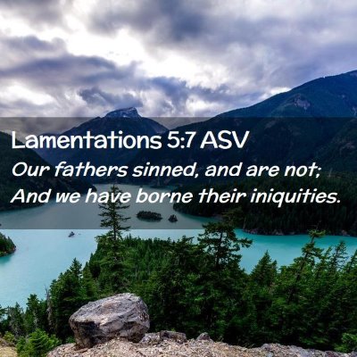 Picture 02 - Lamentations 5:7 ASV - Our fathers sinned, and are not; And we have - Bible Verse Picture