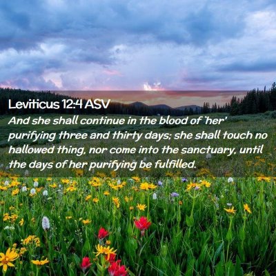 Picture 02 - Leviticus 12:4 ASV - And she shall continue in the blood of `her' - Bible Verse Picture