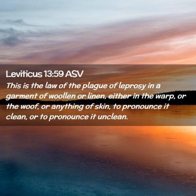 Picture 02 - Leviticus 13:59 ASV - This is the law of the plague of leprosy in a - Bible Verse Picture