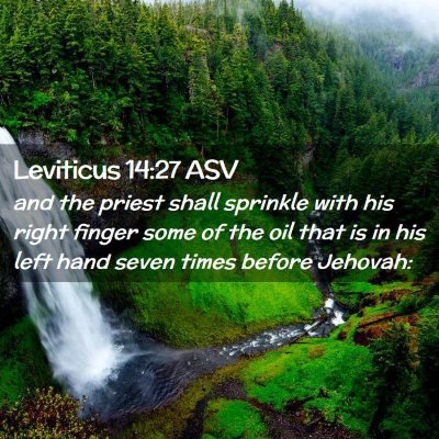 Picture 02 - Leviticus 14:27 ASV - and the priest shall sprinkle with his right - Bible Verse Picture