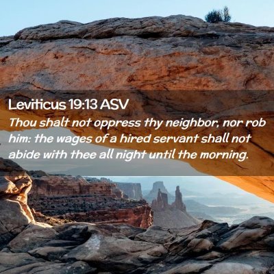 Picture 02 - Leviticus 19:13 ASV - Thou shalt not oppress thy neighbor, nor rob him: - Bible Verse Picture