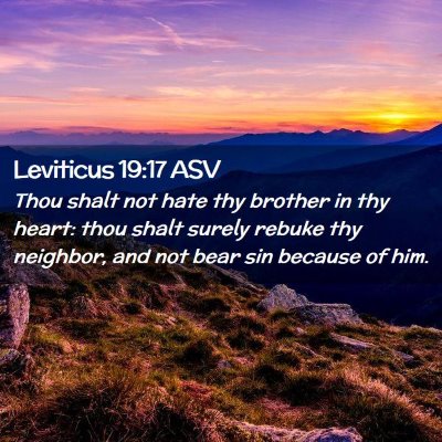 Picture 02 - Leviticus 19:17 ASV - Thou shalt not hate thy brother in thy heart: - Bible Verse Picture