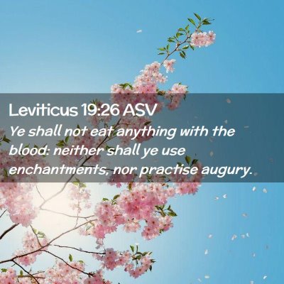Picture 02 - Leviticus 19:26 ASV - Ye shall not eat anything with the blood: neither - Bible Verse Picture