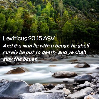 Picture 02 - Leviticus 20:15 ASV - And if a man lie with a beast, he shall surely be - Bible Verse Picture