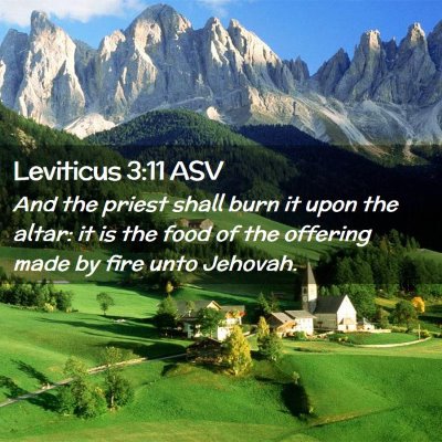 Picture 02 - Leviticus 3:11 ASV - And the priest shall burn it upon the altar: it - Bible Verse Picture