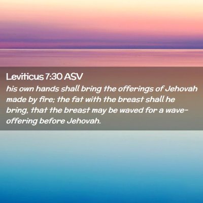 Picture 02 - Leviticus 7:30 ASV - his own hands shall bring the offerings of - Bible Verse Picture