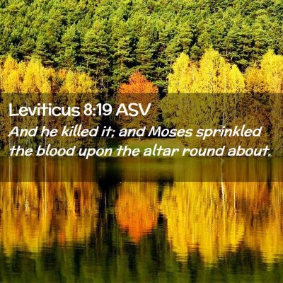 Picture 02 - Leviticus 8:19 ASV - And he killed it; and Moses sprinkled the blood - Bible Verse Picture