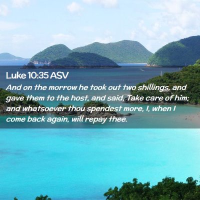Picture 02 - Luke 10:35 ASV - And on the morrow he took out two shillings, and - Bible Verse Picture