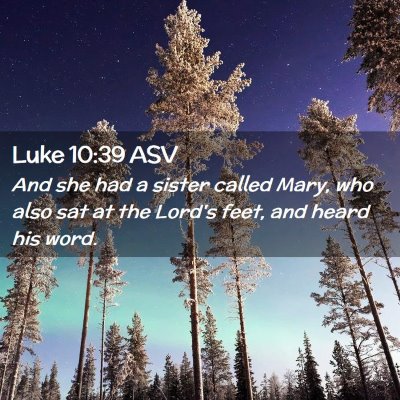 Picture 02 - Luke 10:39 ASV - And she had a sister called Mary, who also sat at - Bible Verse Picture