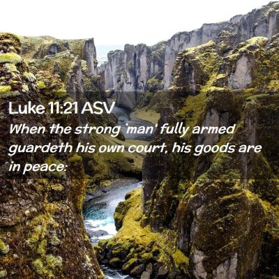 Picture 02 - Luke 11:21 ASV - When the strong `man' fully armed guardeth his - Bible Verse Picture