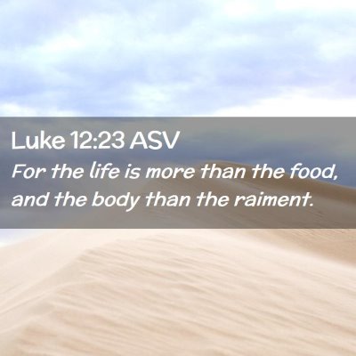 Picture 02 - Luke 12:23 ASV - For the life is more than the food, and the body - Bible Verse Picture