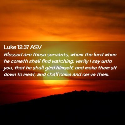 Picture 02 - Luke 12:37 ASV - Blessed are those servants, whom the lord when he - Bible Verse Picture